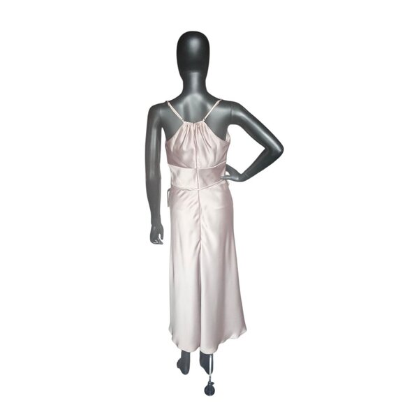 Latte Silky Satin V-Neck Plunge Fitted Party/Cocktail Dress NWOT - Mori Lee - Picture 6 of 7